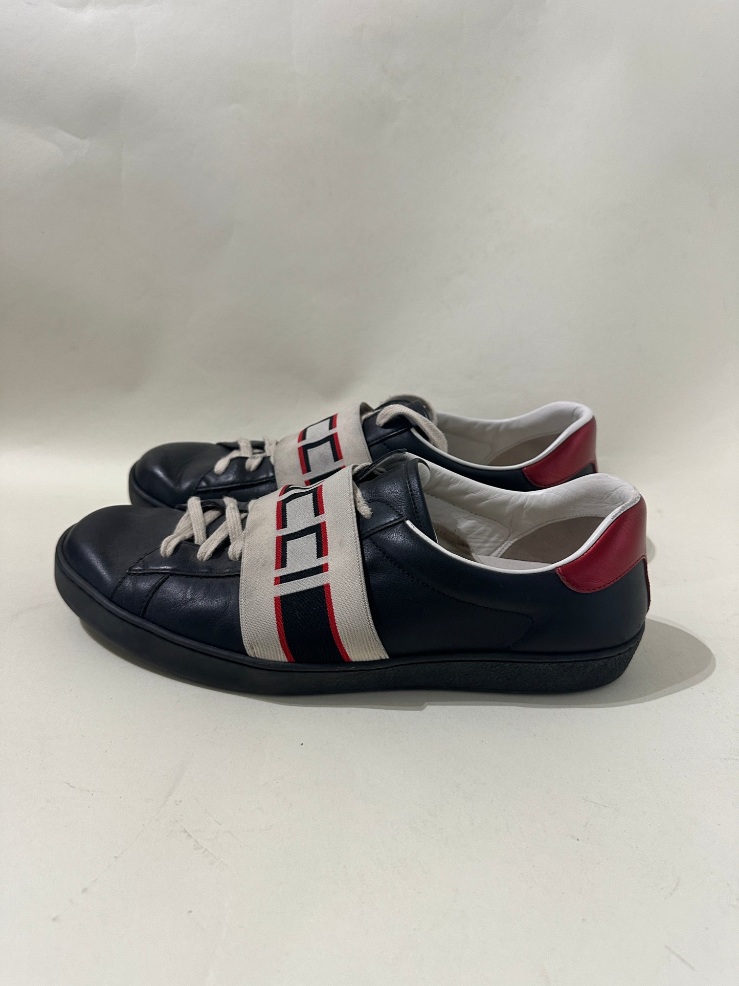 Gucci Black Leather Ace Stripe Sneakers 10 M / 11.5 W