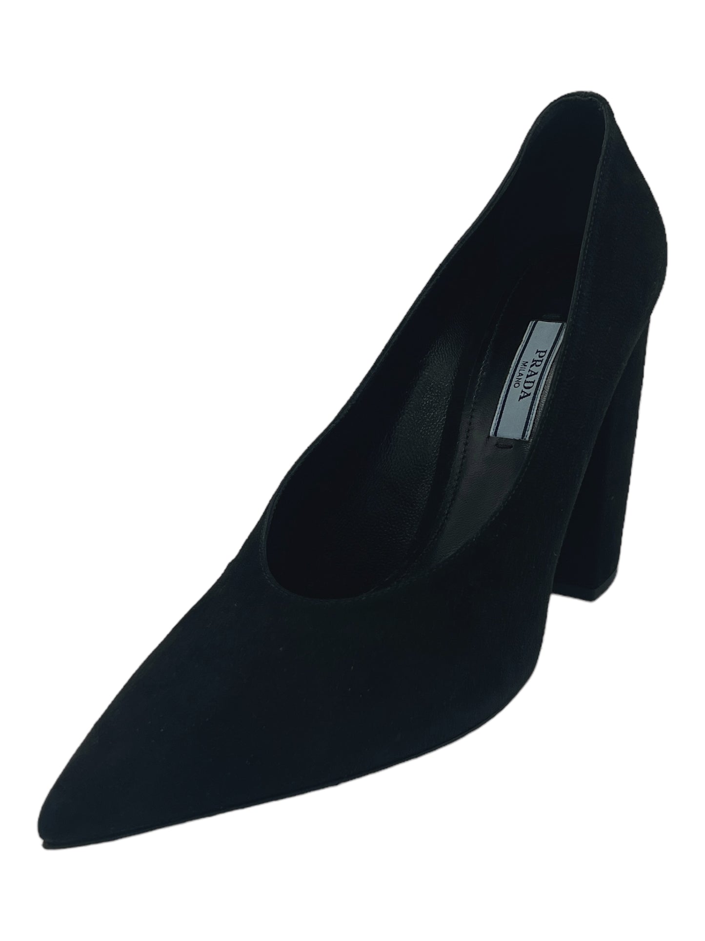 Prada Black Suede Pointed Toe High Heels 8 W