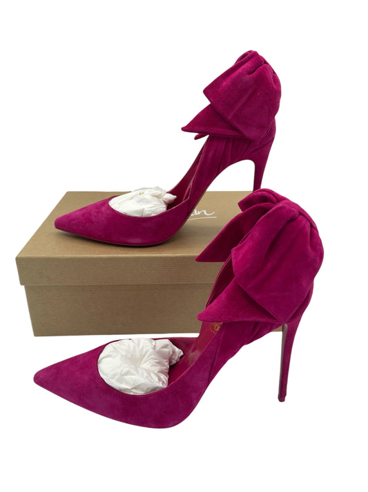 Christian Louboutin Hot Pink Suede Bow Motif High Heels 6 M / 7.5 W