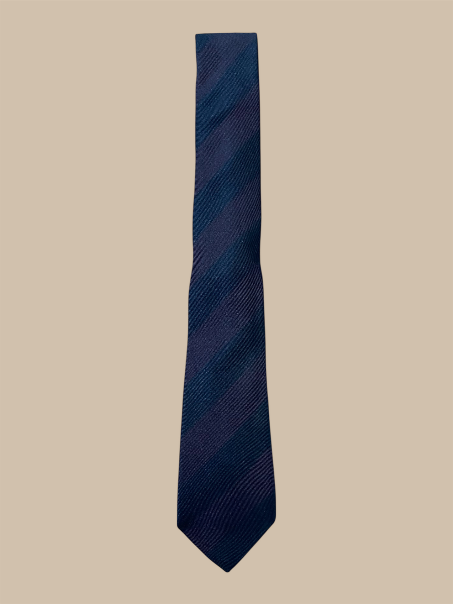 Burberry Black & Dark Burgundy Thick Striped Tie
