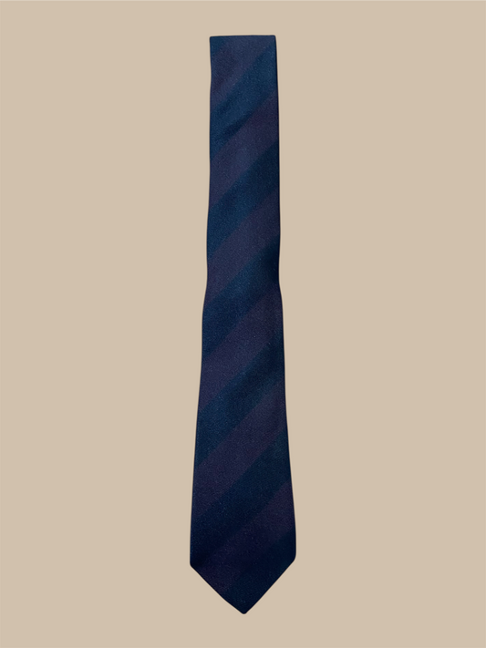 Burberry Black & Dark Burgundy Thick Striped Tie