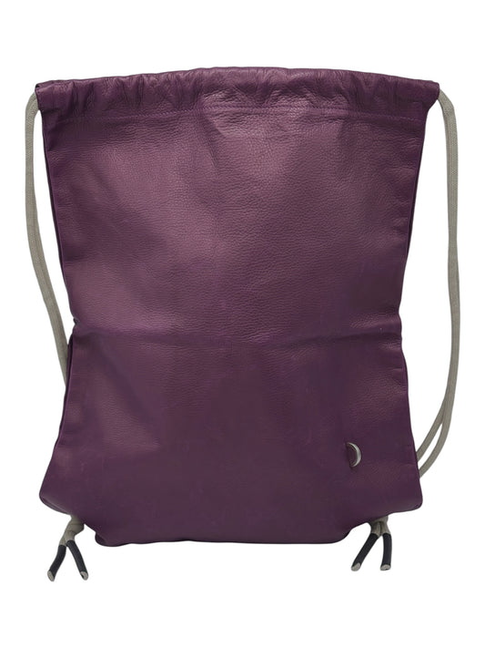 Rick Owens Purple Pebbled Leather Drawstring Backpack