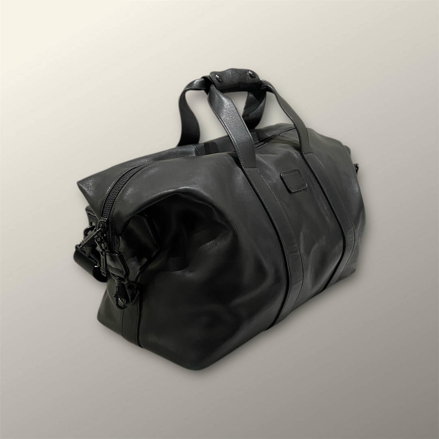 Tumi Black Leather Duffle Bag