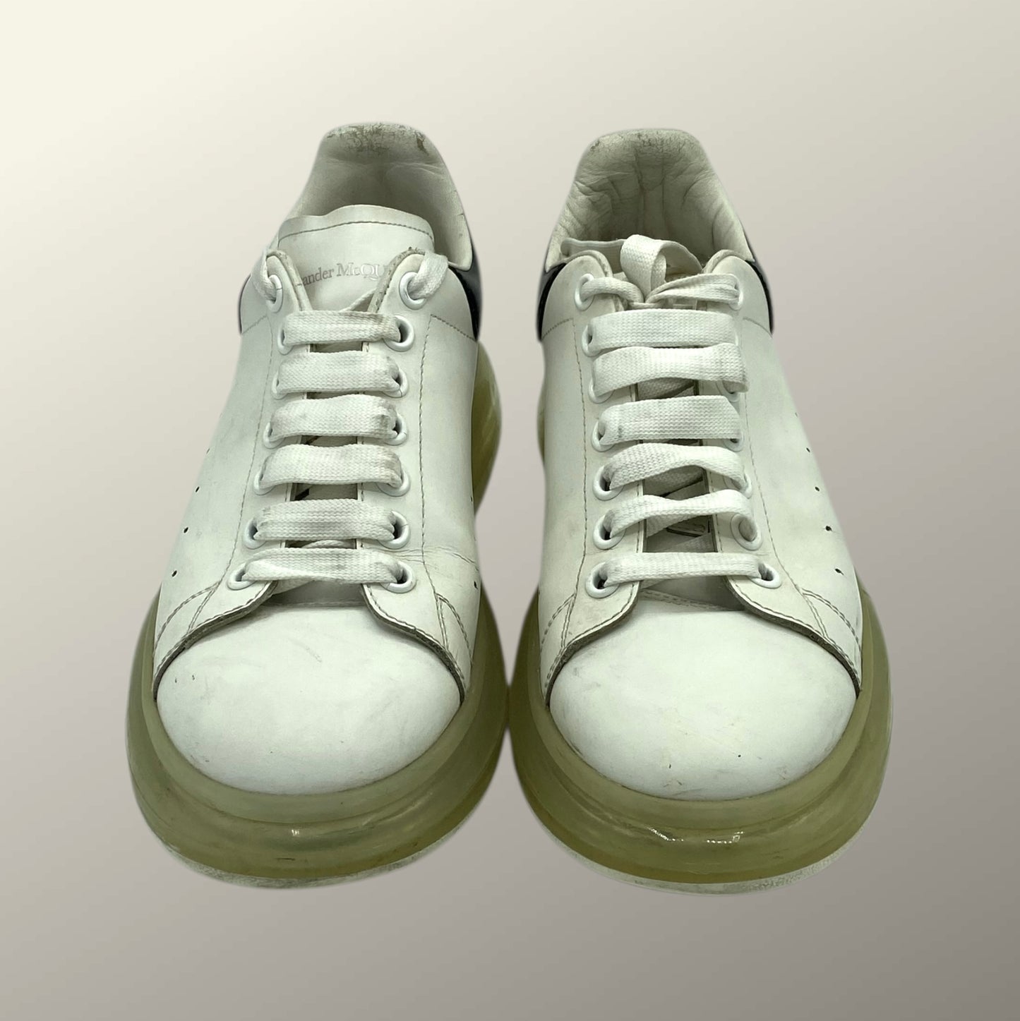 Alexander McQueen White & Black Leather Bubble Oversized Sneakers 9 M / 10.5 W