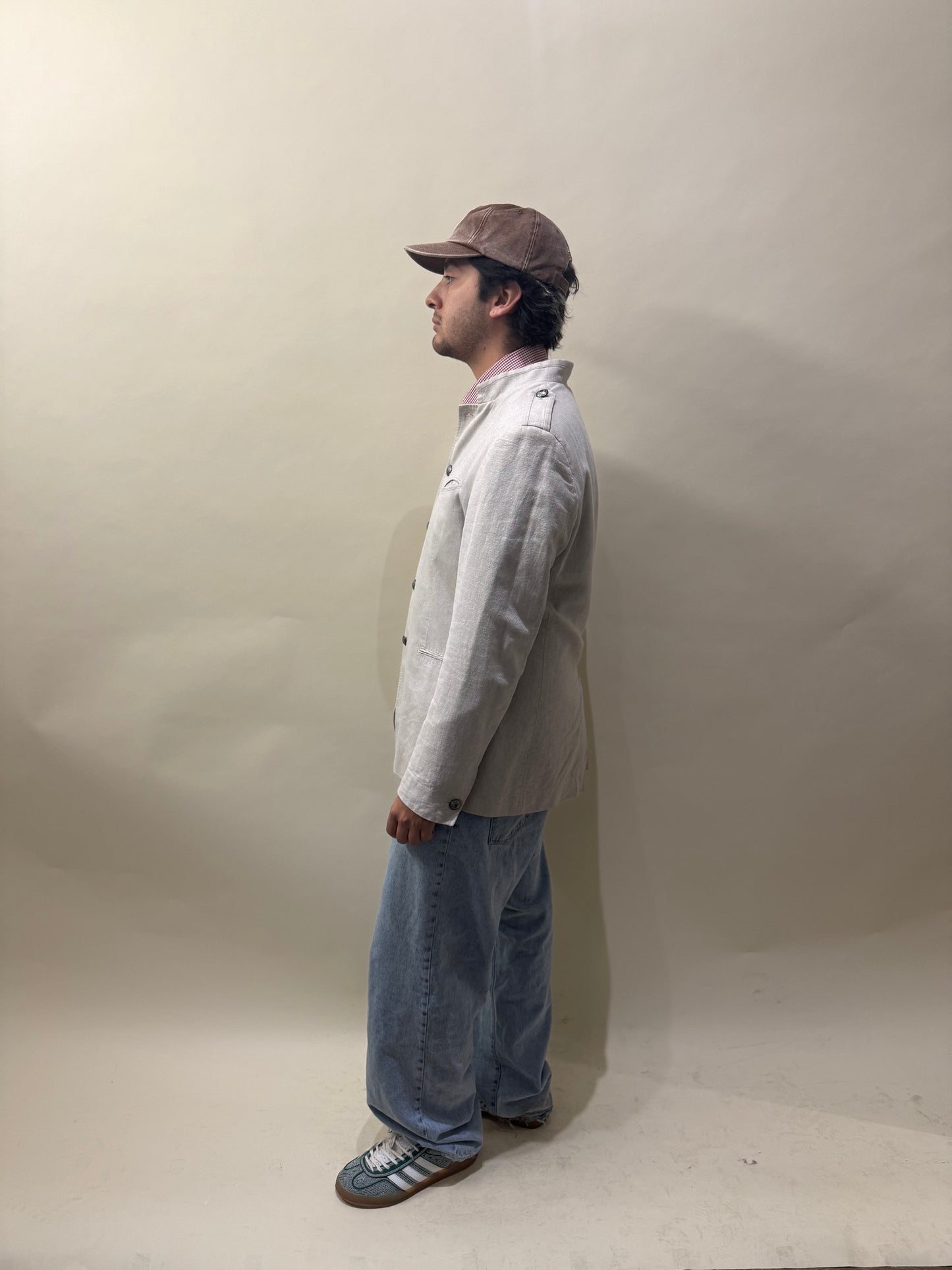 John Varvatos Beige Cotton Linen Military Style Jacket 46