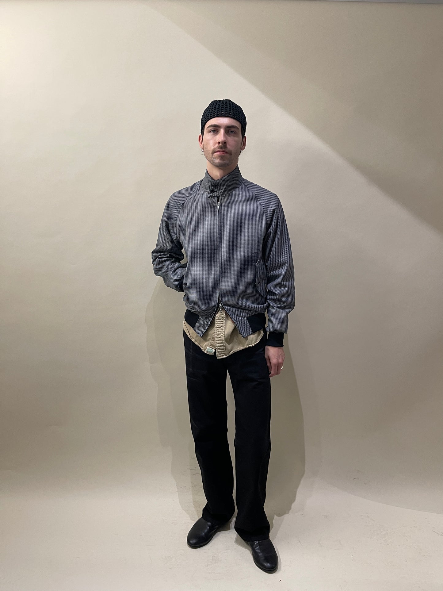 Baracuta Grey & Black Houndstooth Cotton G9 Harrington Jacket Medium - M