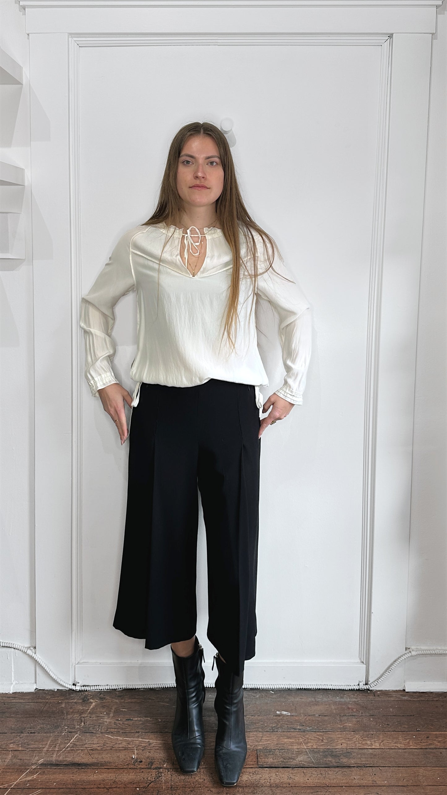 Rag & Bone Off White Loose Fit Silk Blouse Small