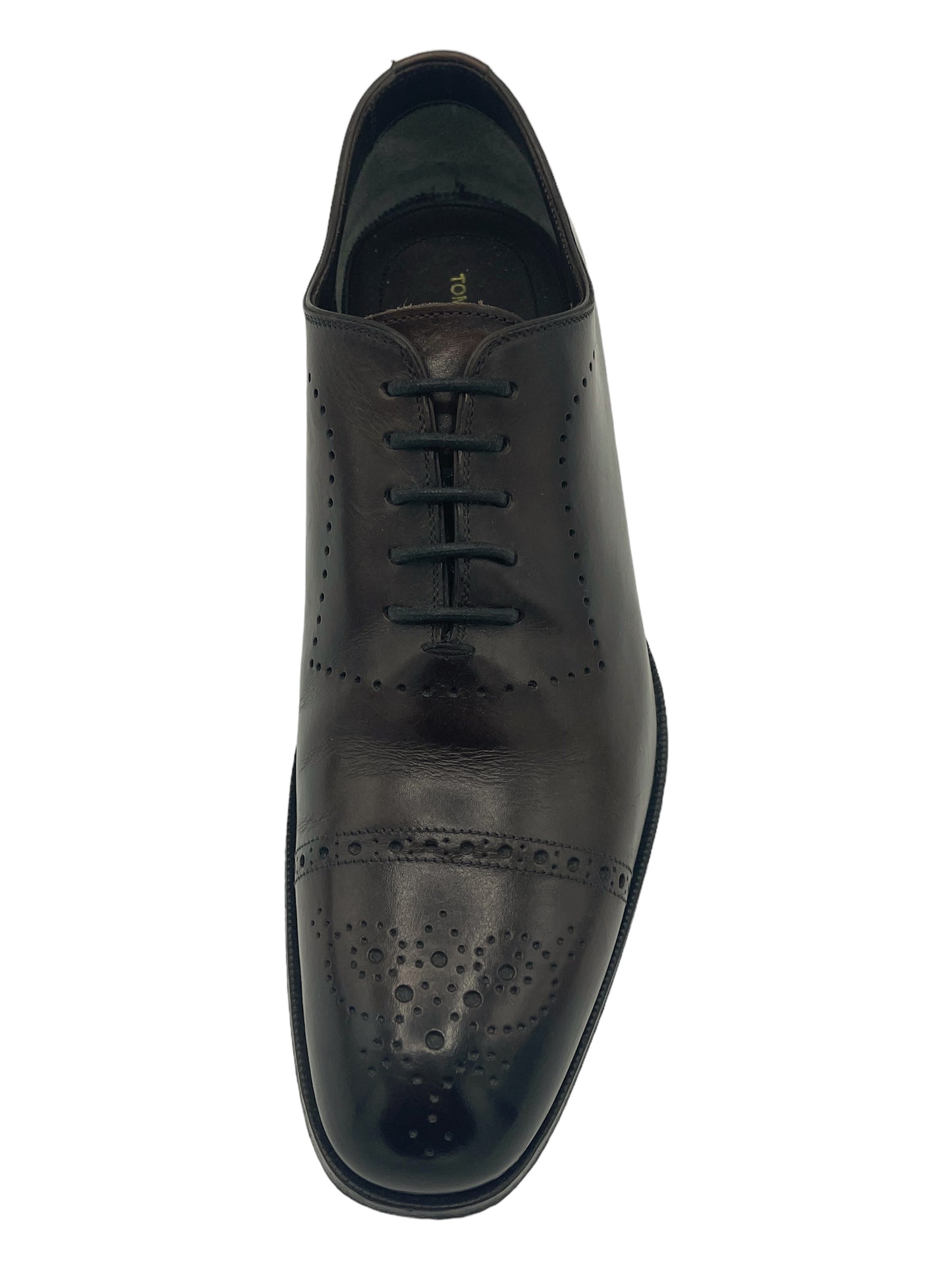 Tom Ford Dark Brown Burnished Leather Edgar Brogue Lace Up