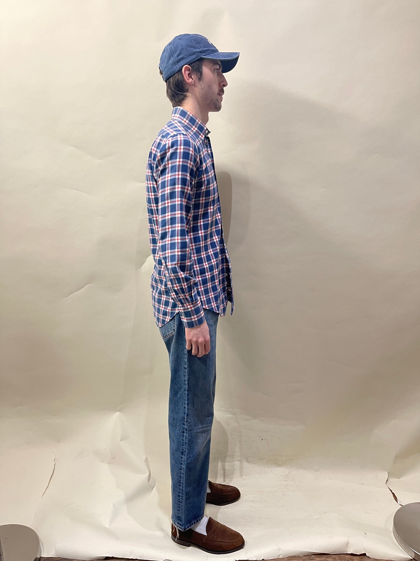 Thom Browne Blue & Red Plaid Cotton Flannel Button Up Small - S