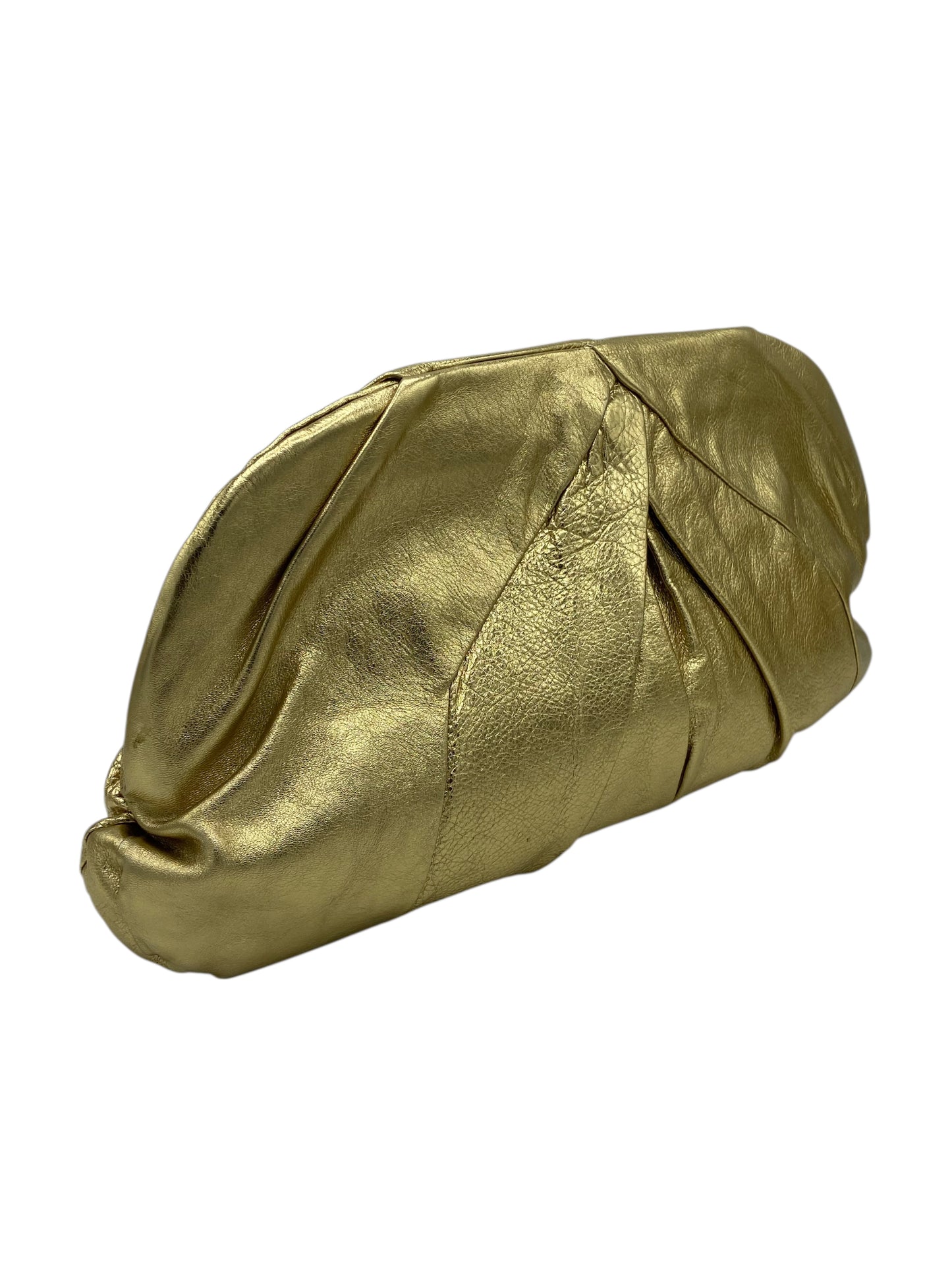 Miu Miu Gold Metallic Leather Large Clutch Bag