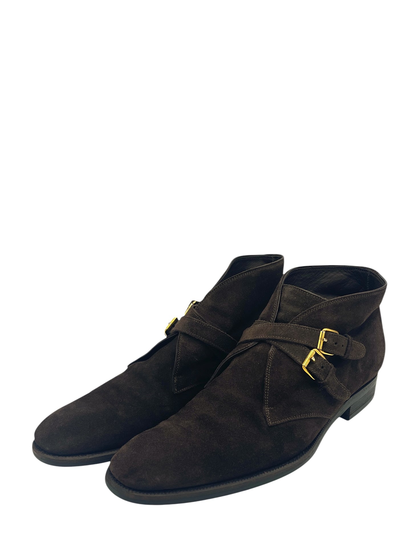 Tom Ford Dark Brown Suede Double Monkstrap Chukka Boots 10.5 M / 12 W