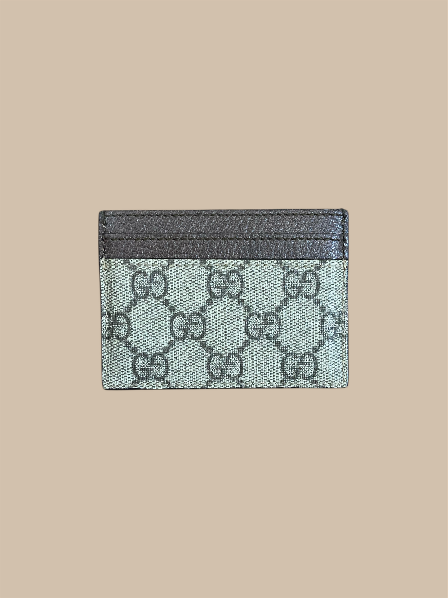 Gucci Beige & Brown Monogram Ophidia Card Case