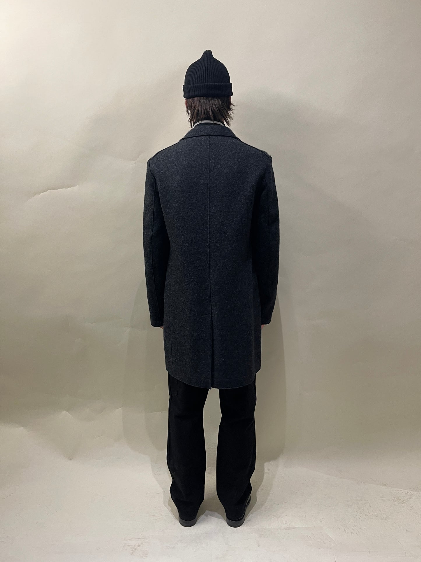 Harris Wharf London Charcoal Grey Virgin Wool Overcoat 42