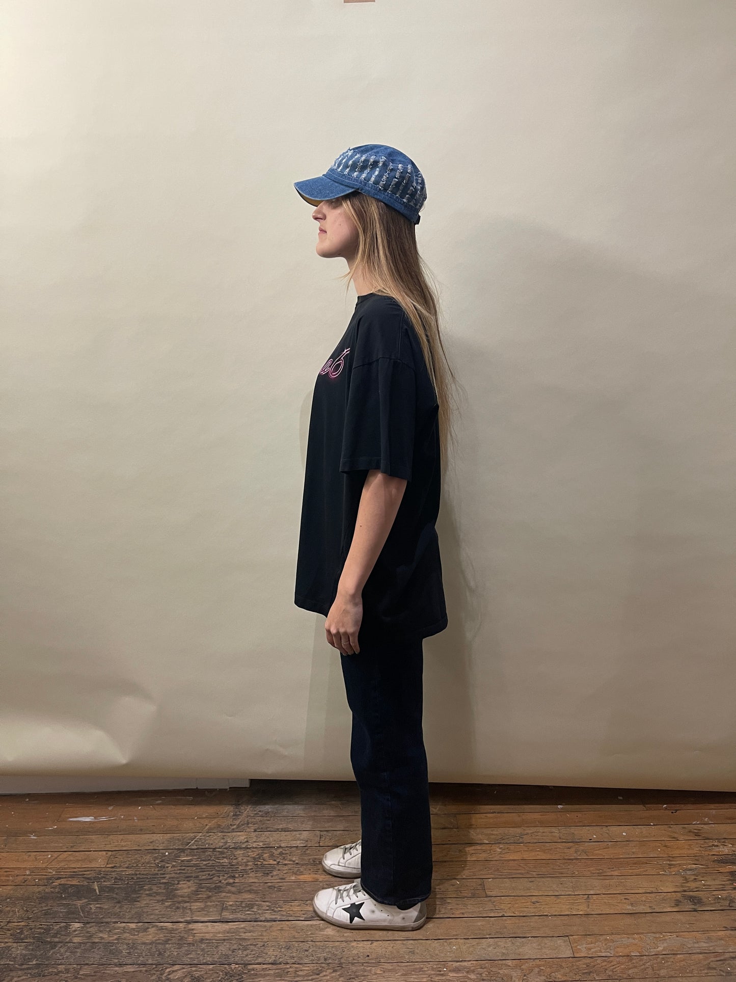 MM6 Black & Pink Neon Logo SS T-Shirt Large - L