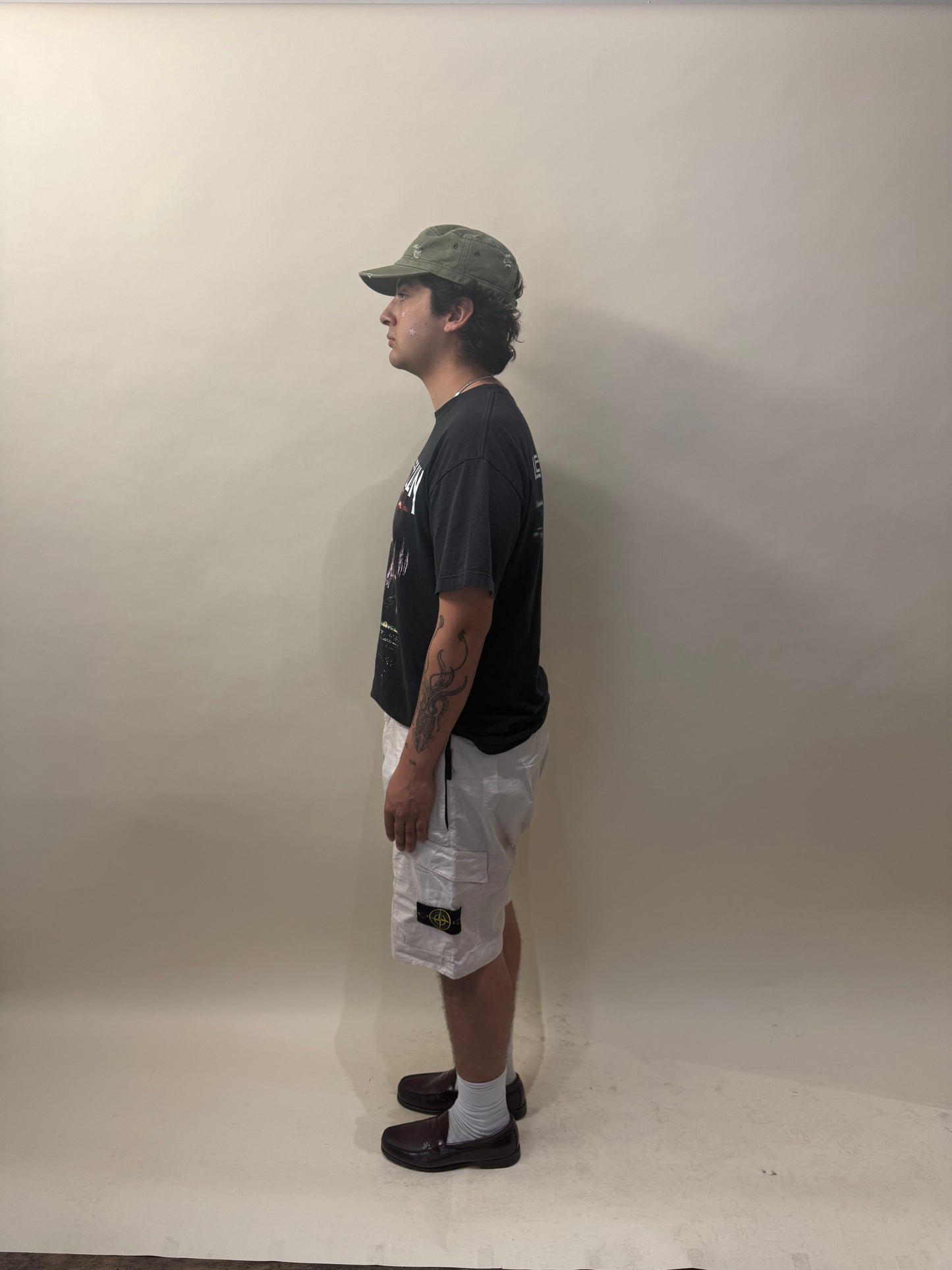 Stone Island Off White Light Cotton Cargo Shorts 36