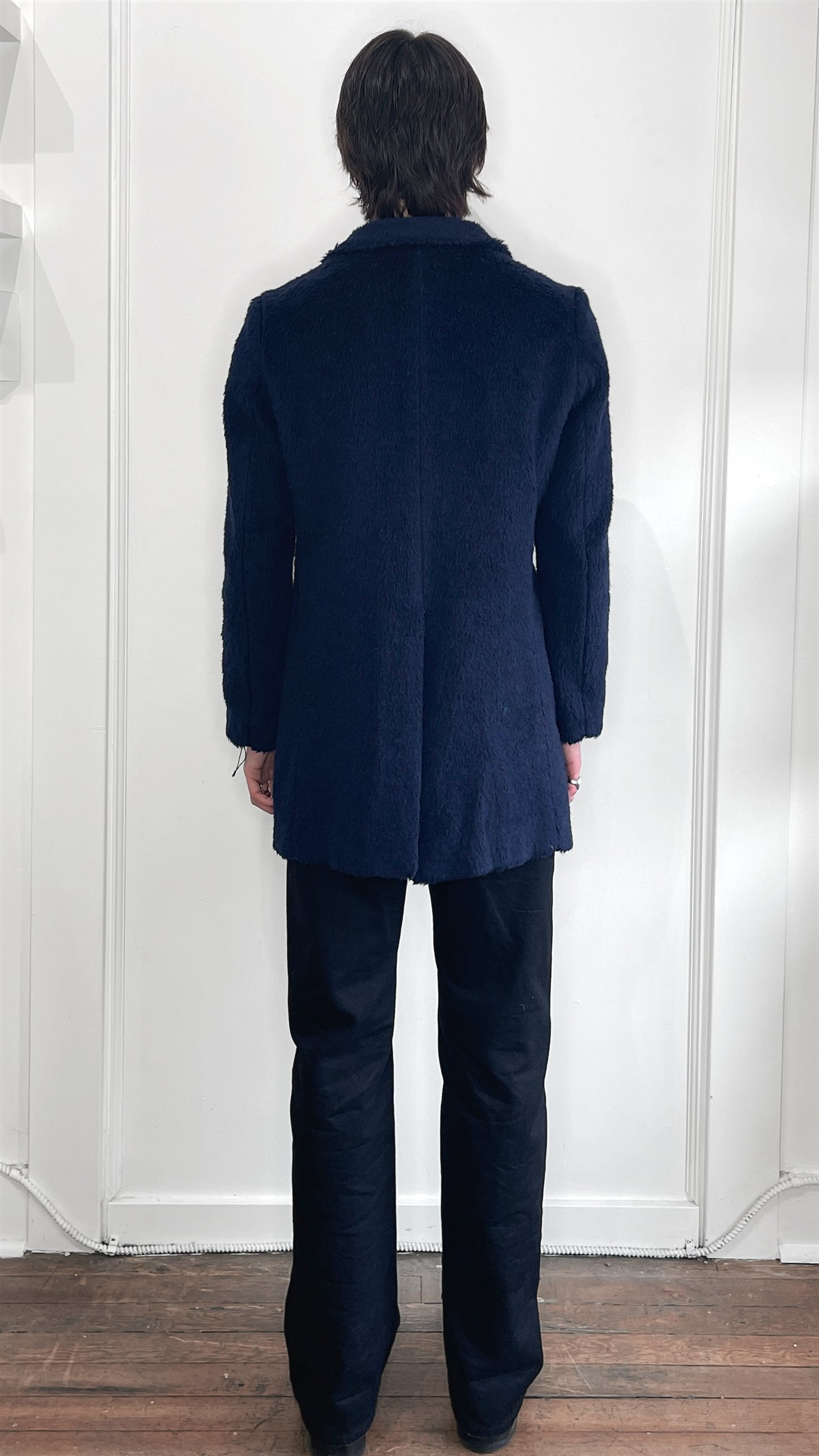 Blue Blue Japan Blue Hairy Wool Blend Overcoat Medium