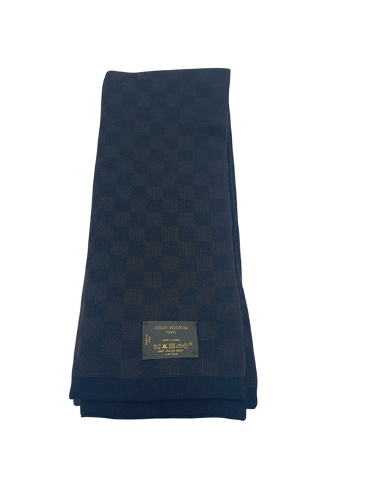 Louis Vuitton Navy & Brown Checker Wool Scarf