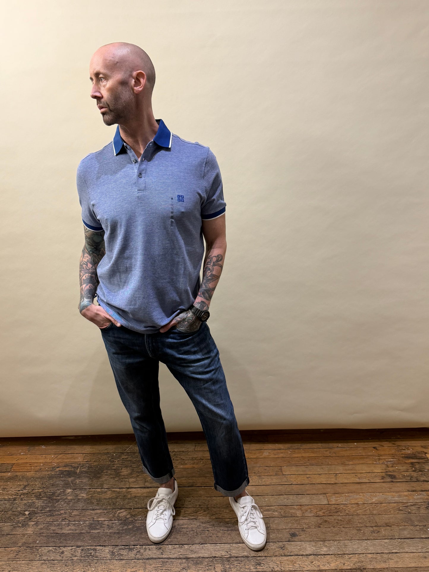 Givenchy Blue Cotton SS Polo Shirt Large - L
