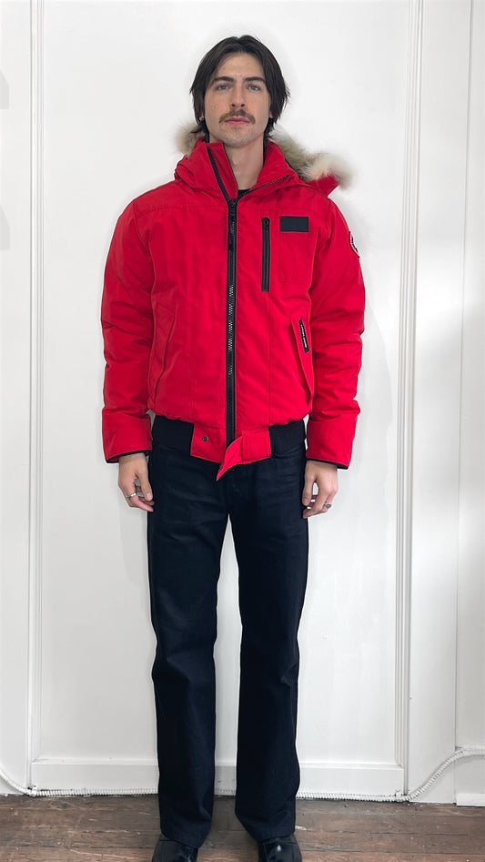 Canada Goose Red Down Filled Borden Bomber Jacket Small