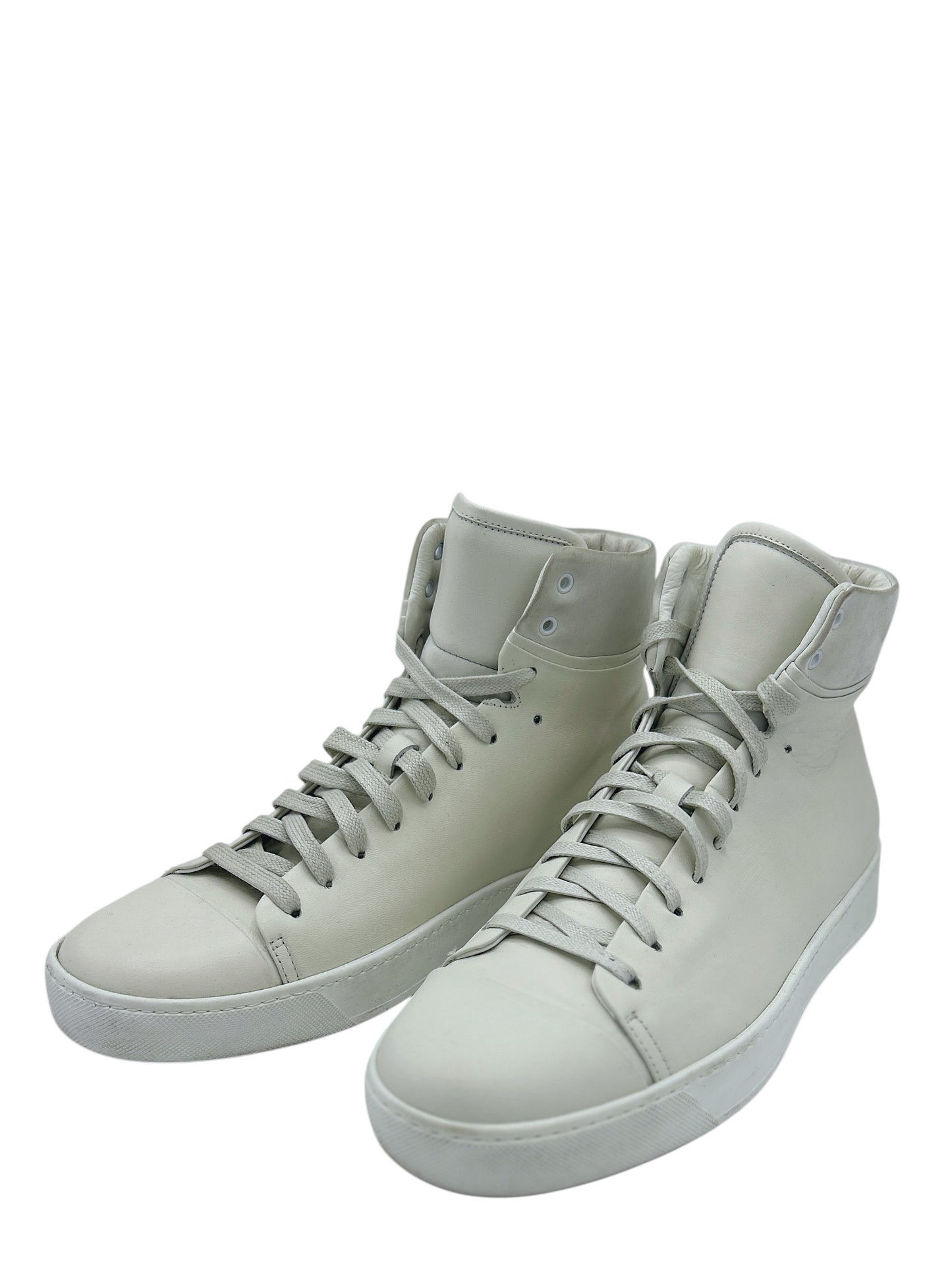 John Elliott White Leather High Top Sneakers 9 M