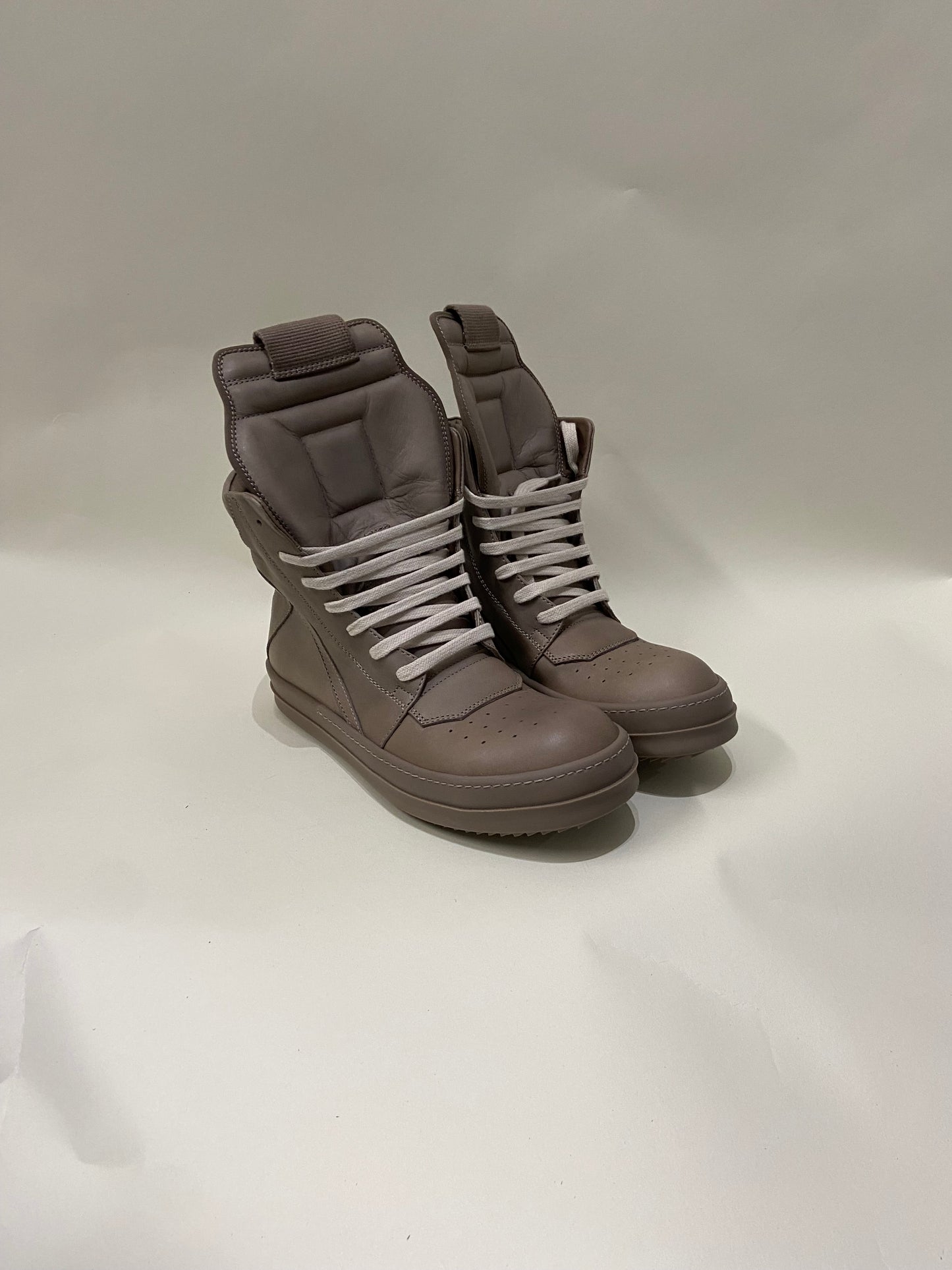 Rick Owens Taupe Leather Geobasket Sneakers 6 M / 7.5 W