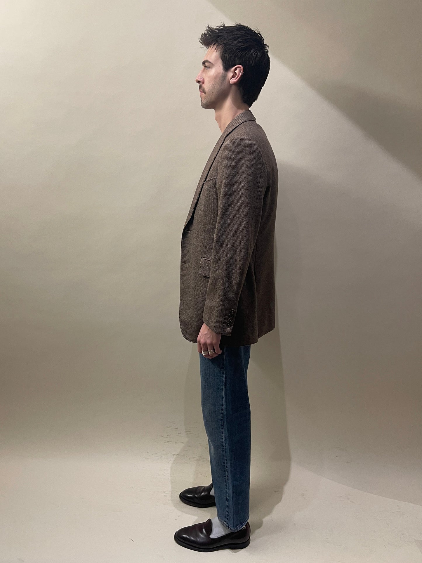 Dunhill Brown & Taupe Birdseye Cashmere Sport Coat 38S