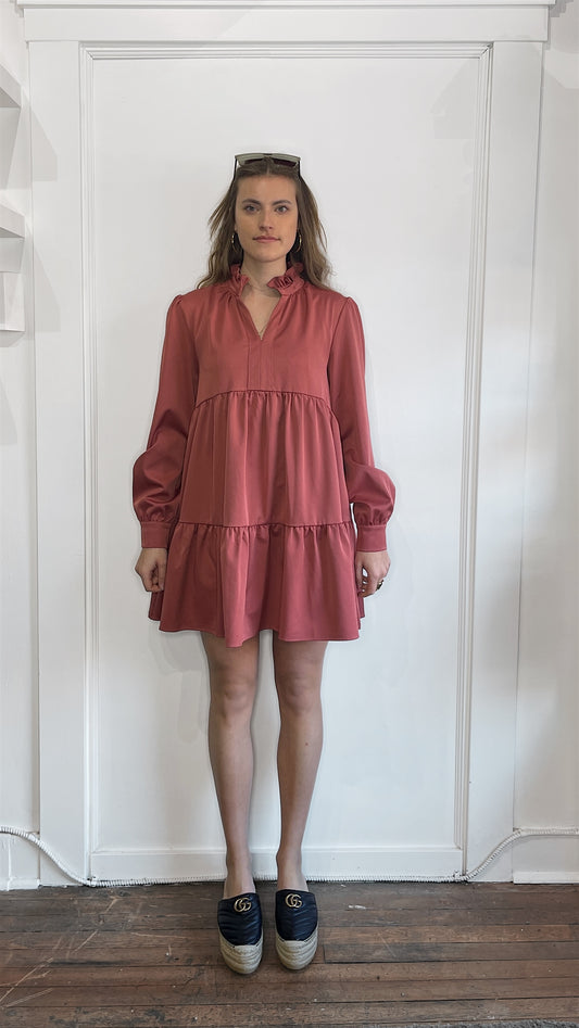 En Saison Rosy Red LS Midi Dress Medium