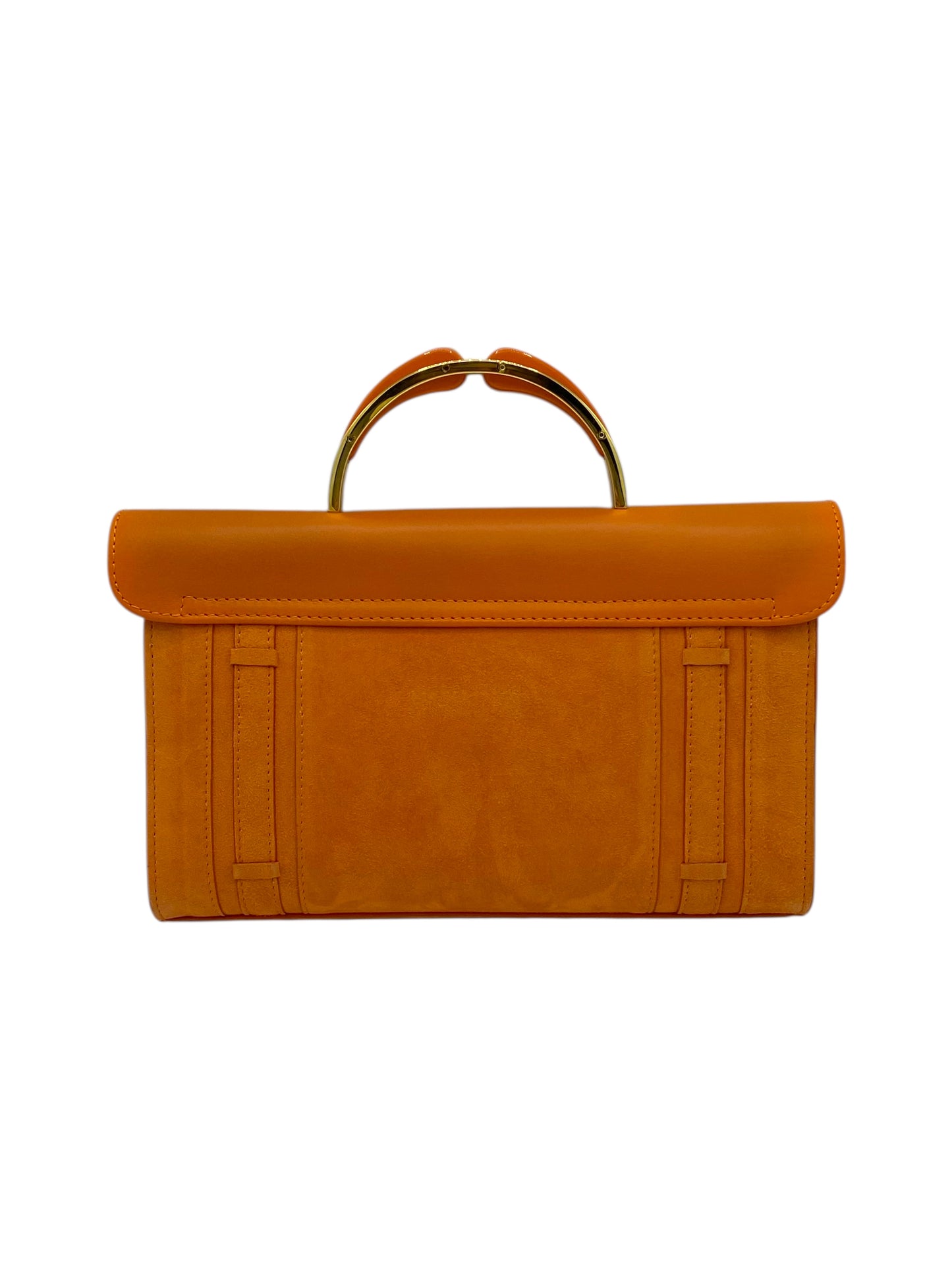 Mansur Gavriel Orange Suede Flapover Mini Shoulder Bag