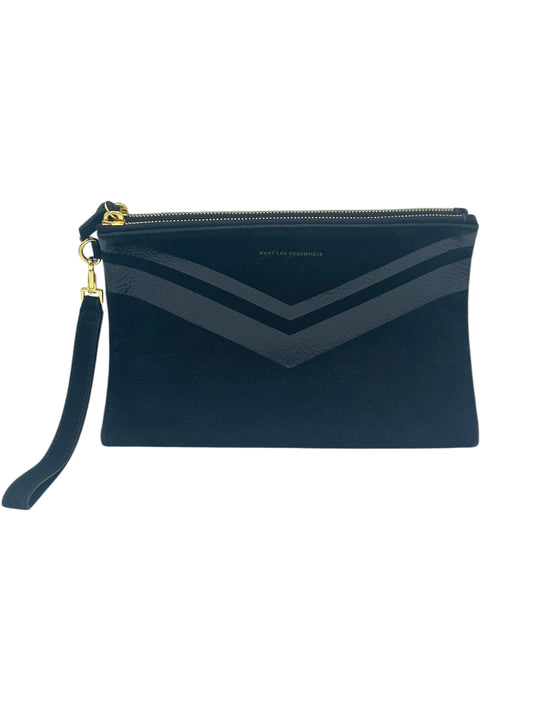 Want Les Essentiels Black Leather & Canvas Foldable Clutch