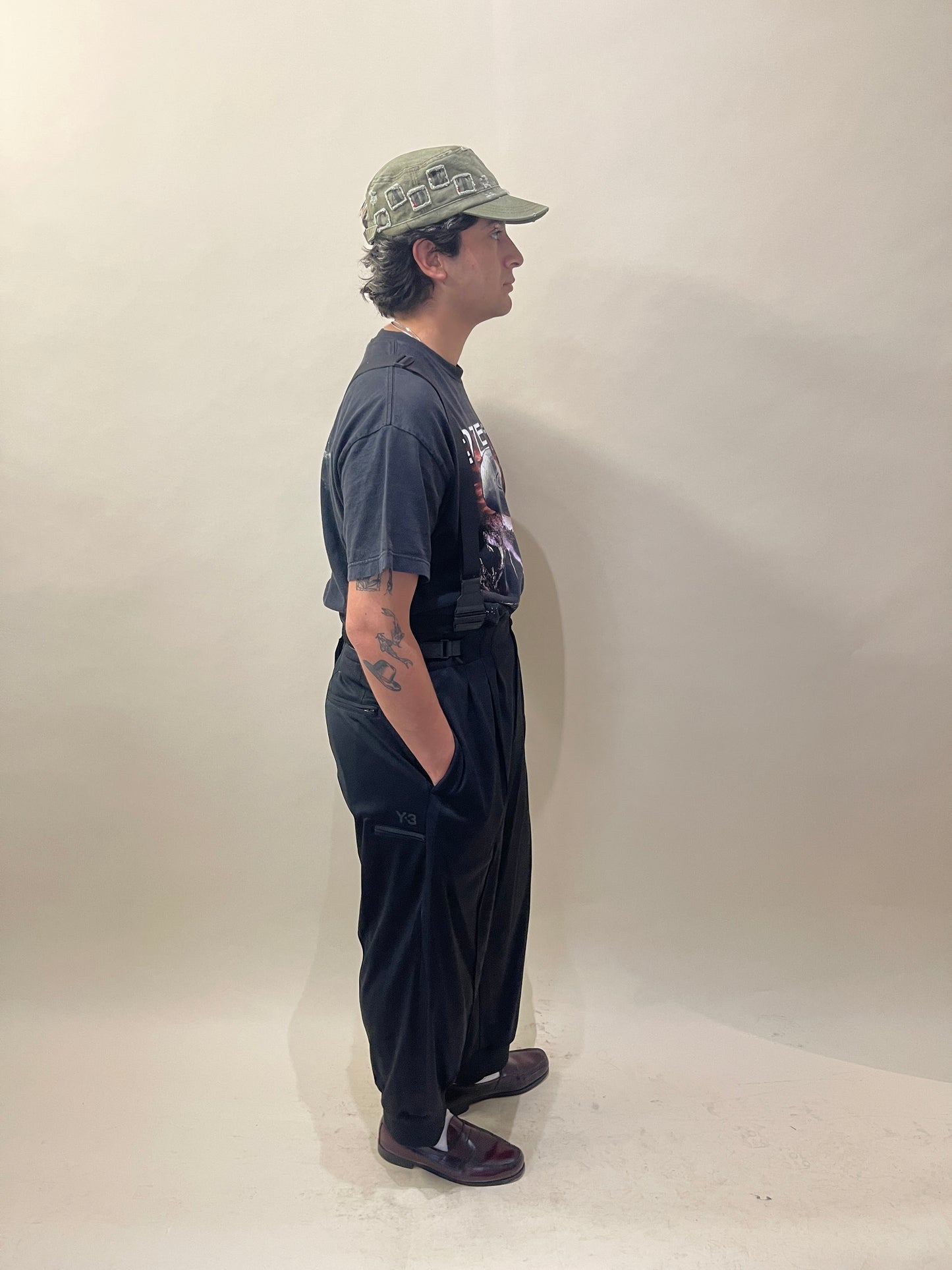 Y-3 Black Triple Pleated Suspender Track Pants Large - L