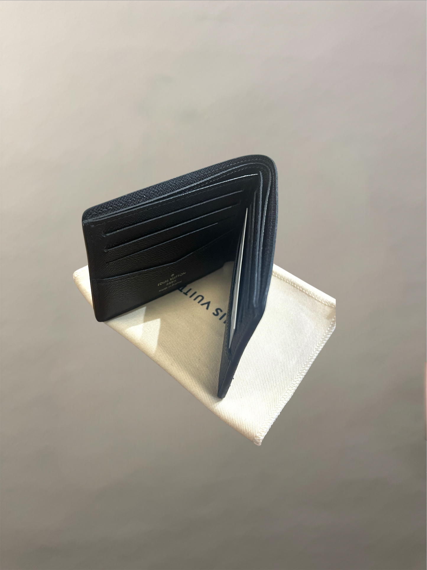 Louis Vuitton Black & Grey Coated Canvas Monogram Bifold Wallet