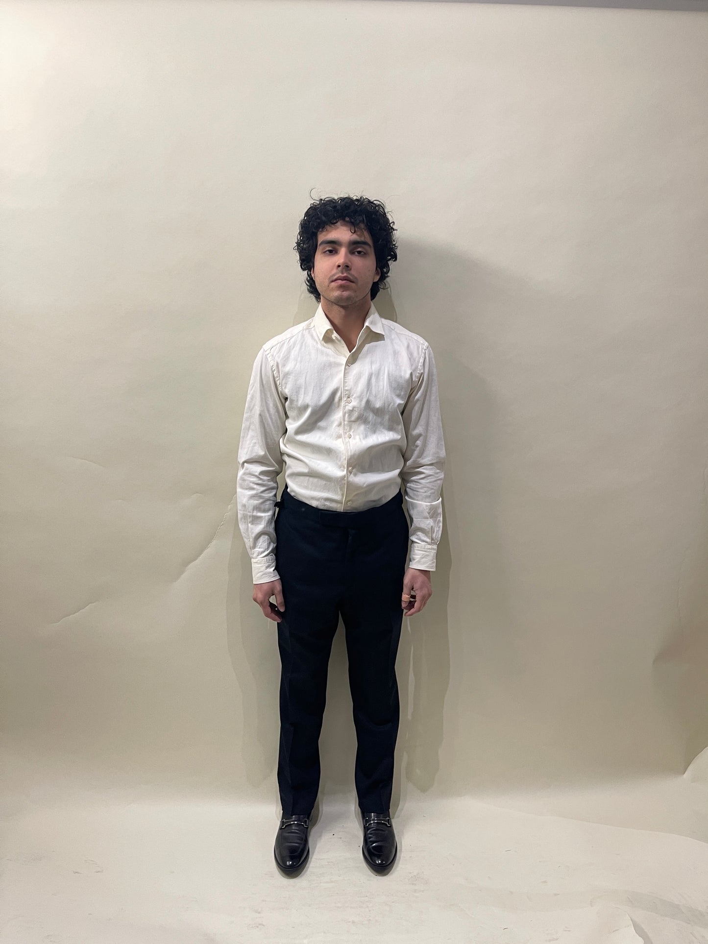 Zegna Cream Cotton & Linen Casual LS Button Up Shirt Medium - M