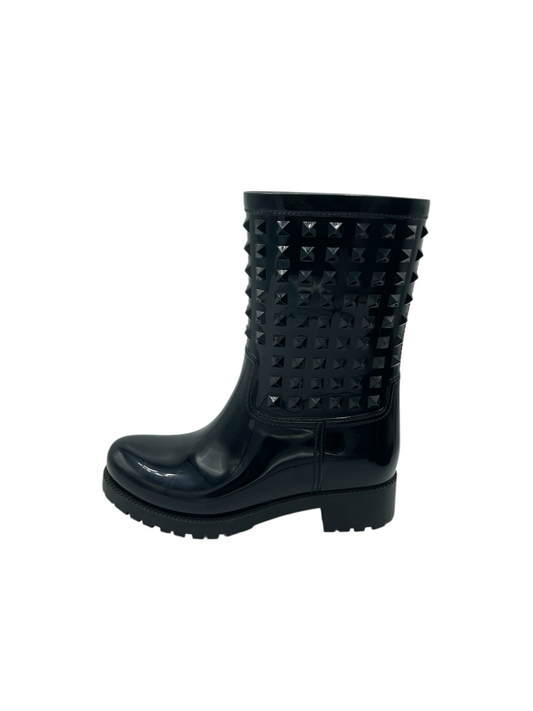 Valentino Black Rubber Rockstud Rain Boots 4.5 M / 6 W