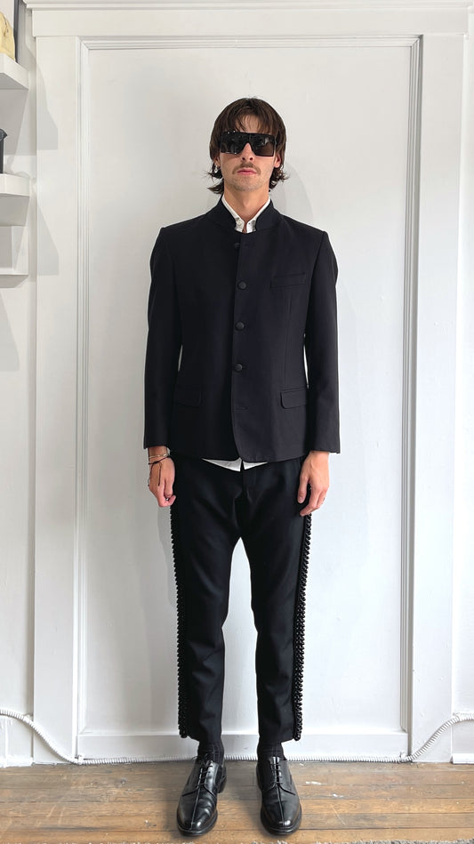 Comme Des Garcons Homme Plus Black Slim Fit Ruffled Trousers XS