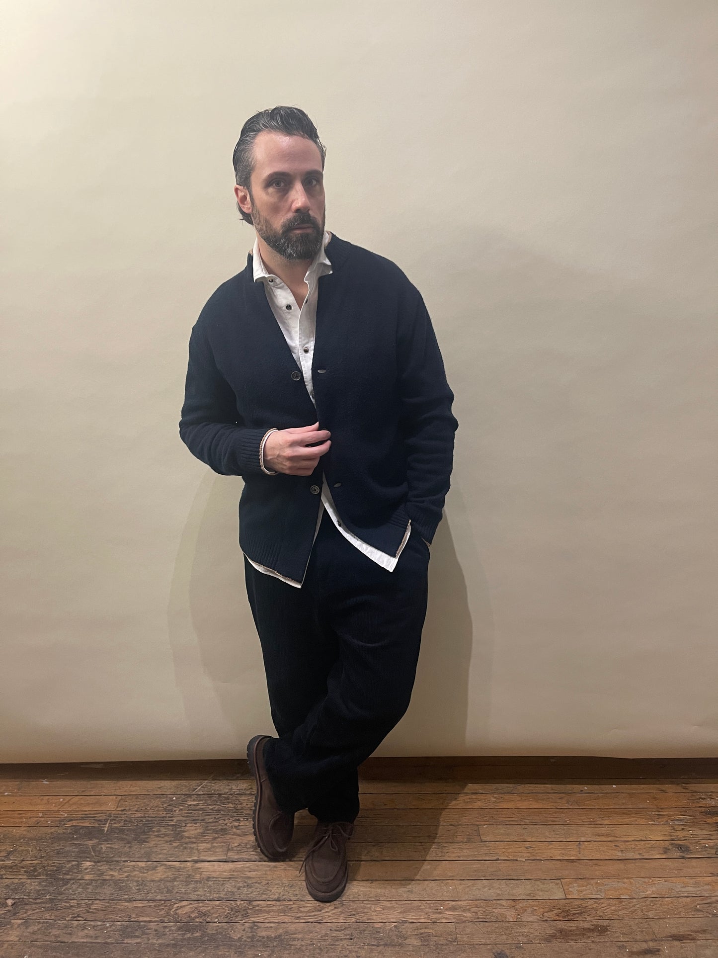 Eleventy Navy Blue Wool Cashmere Knit Blazer Sweater XXL