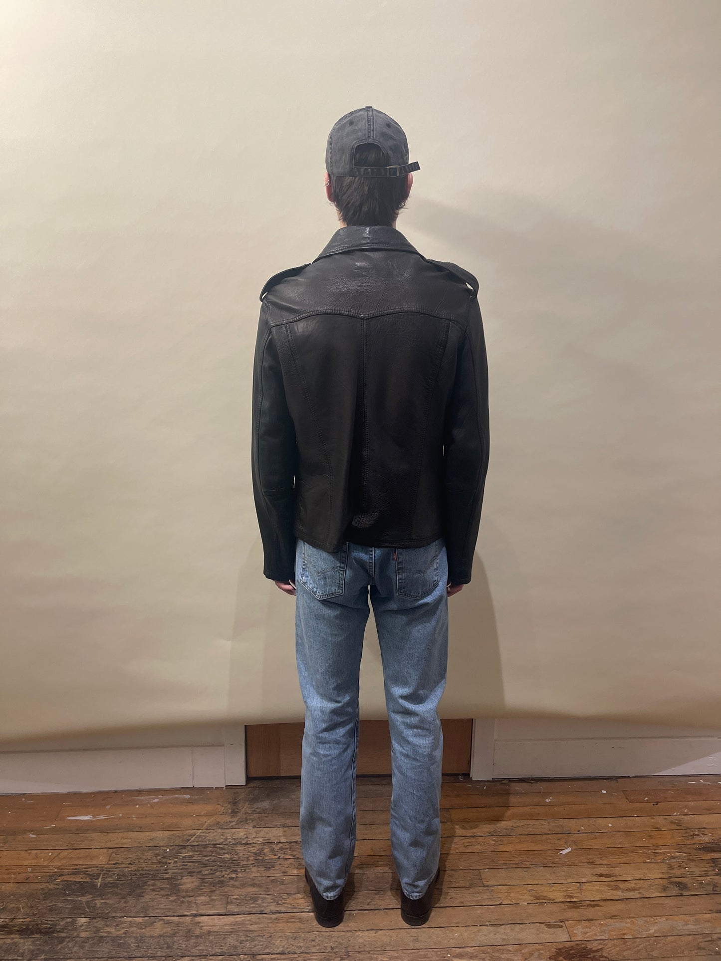 Dolce & Gabbana Faded Black & Brown Lamb Leather Multi Pocket Jacket 46