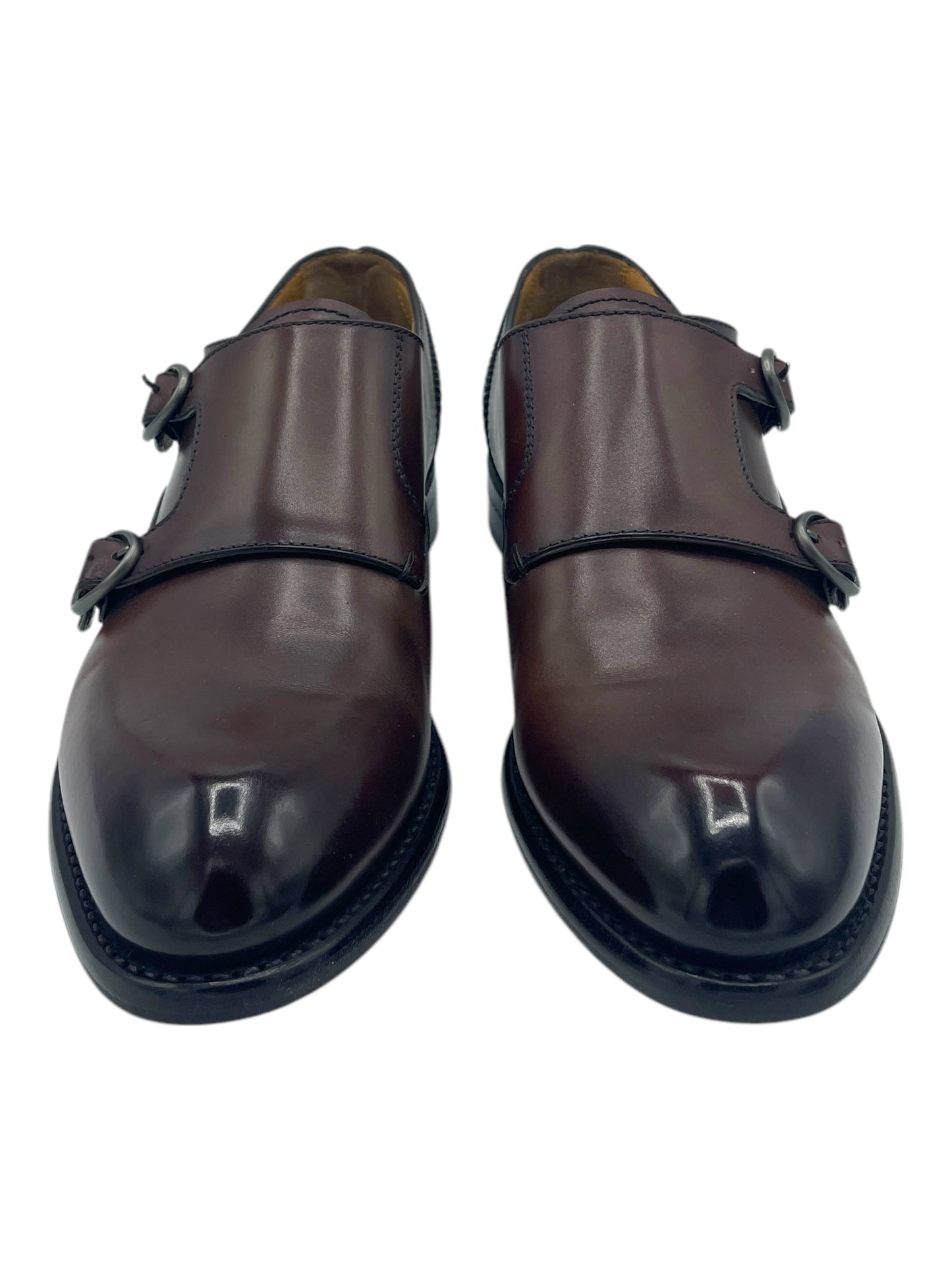 Ermenegildo Zegna Brown Leather Almond Toe Monk Strap Dress Shoes 10 M / 11.5 W