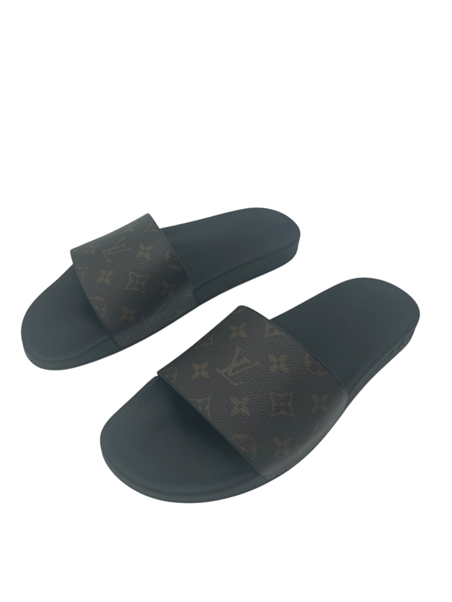 Louis Vuitton Black & Brown Monogram Waterfront Slide 12 M / 13.5 W