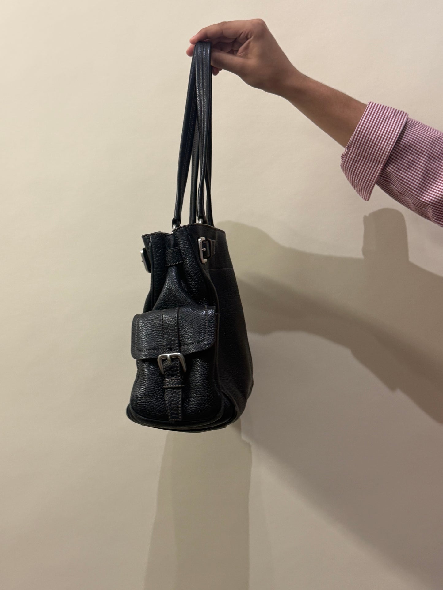 Prada Black Pebbled Leather Vitello Daino Bag