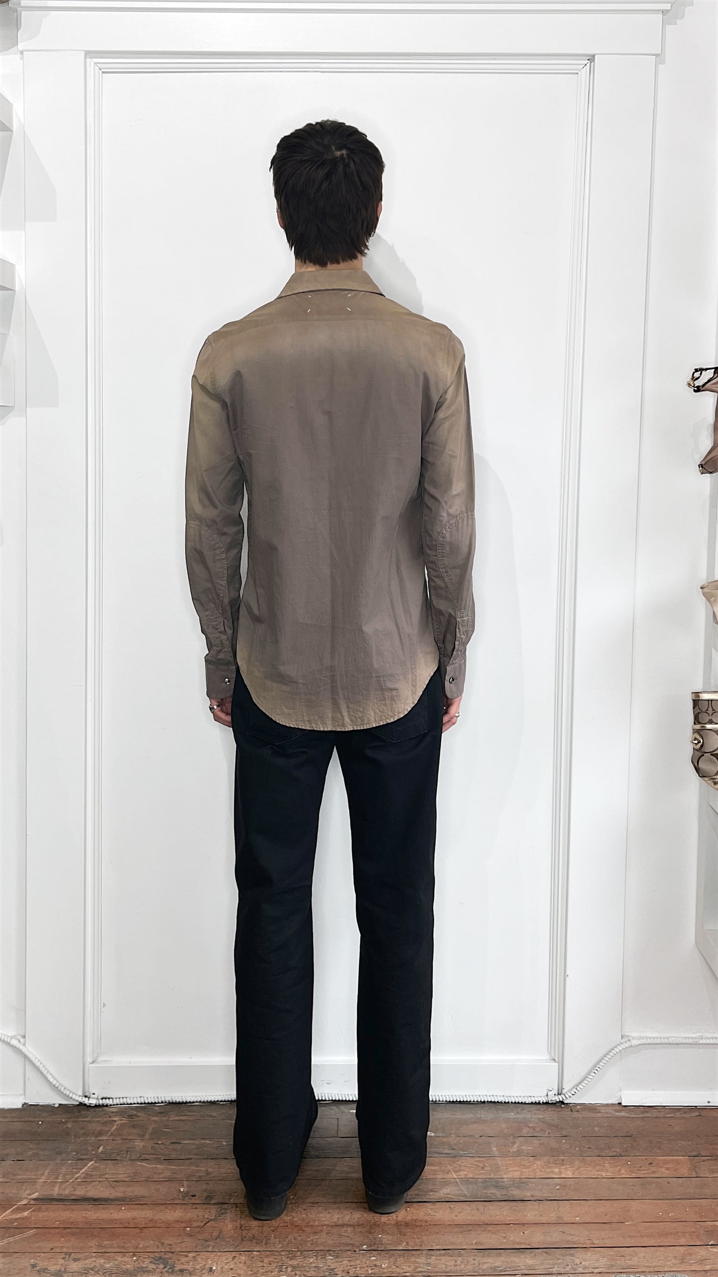 Maison Margiela Taupe Faded Shoulder Button Up Shirt Medium
