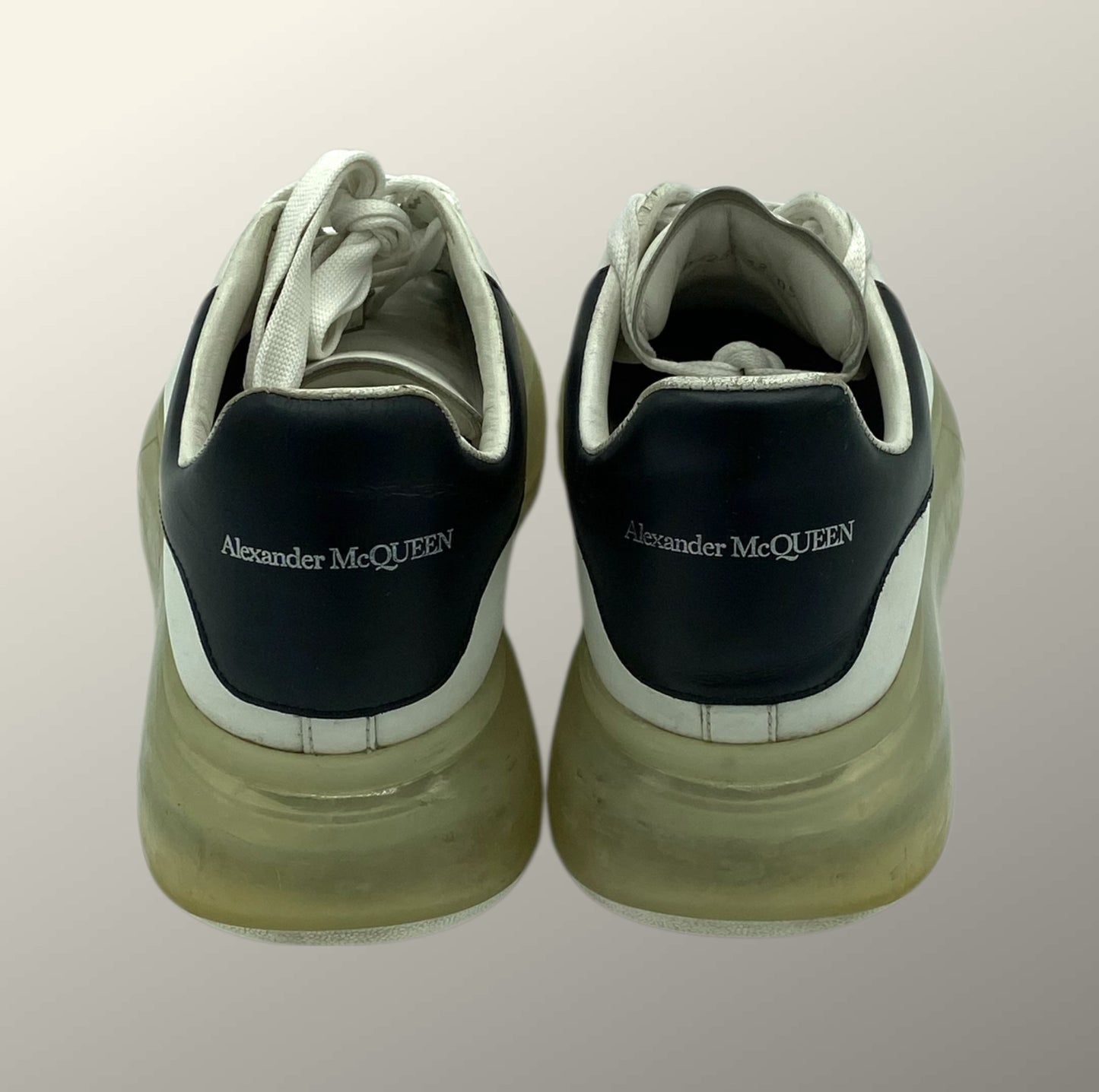 Alexander McQueen White & Black Leather Bubble Oversized Sneakers 9 M / 10.5 W