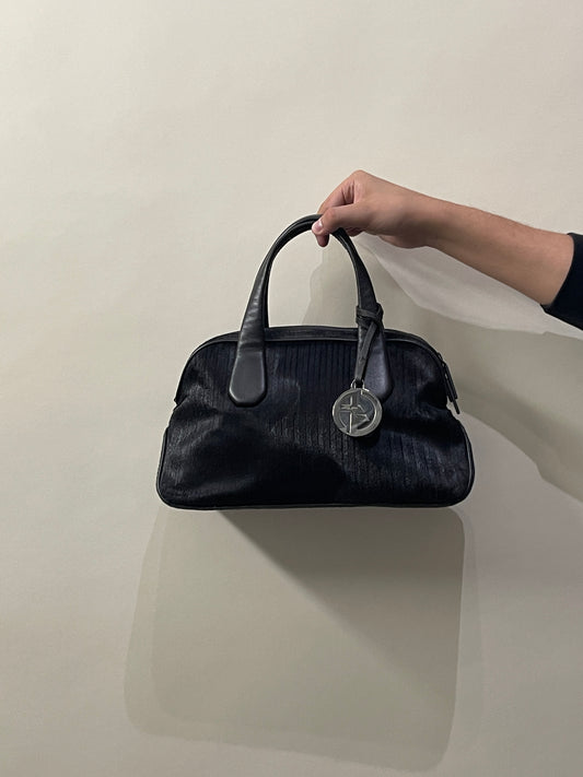 Giorgio Armani Dark Brown Pony Hair Top Handle Bag