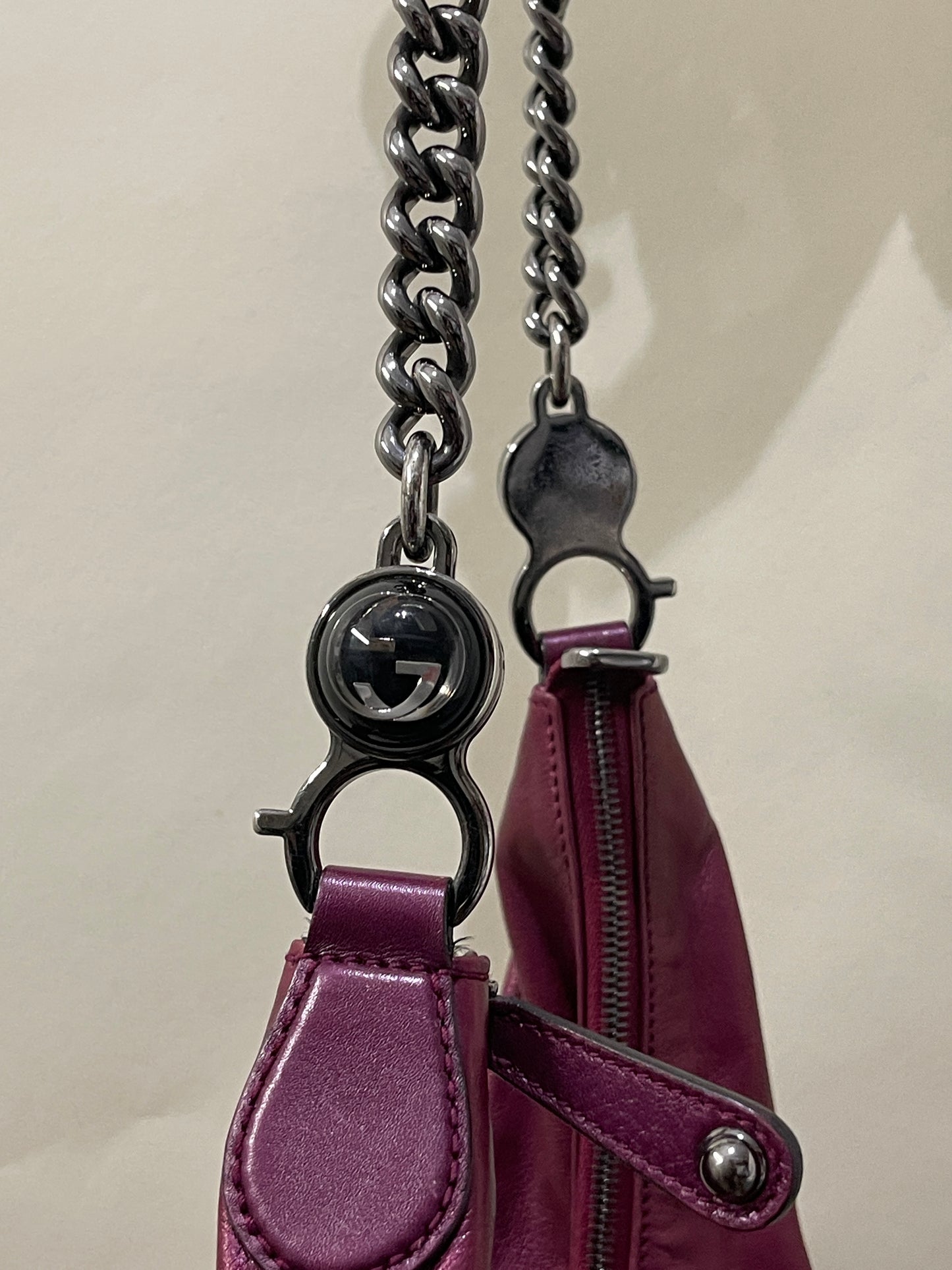 Gucci Purple Metallic Leather Galaxy Shoulder Bag