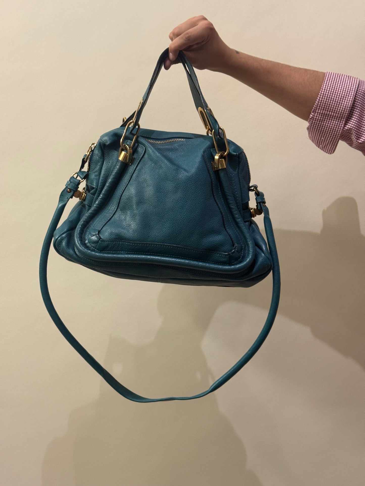Chloé Teal Blue Leather Medium Paraty Bag