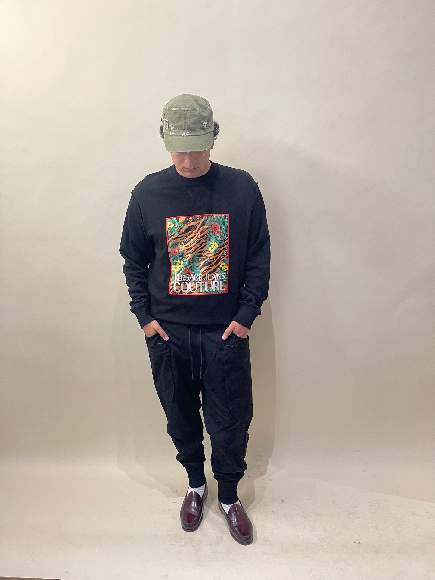 Versace Jeans Couture Black Animal Print Graphic Crewneck Sweatshirt Extra Large - XL