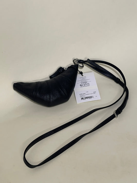Lemaire Black Grained Leather Croissant Coin Bag