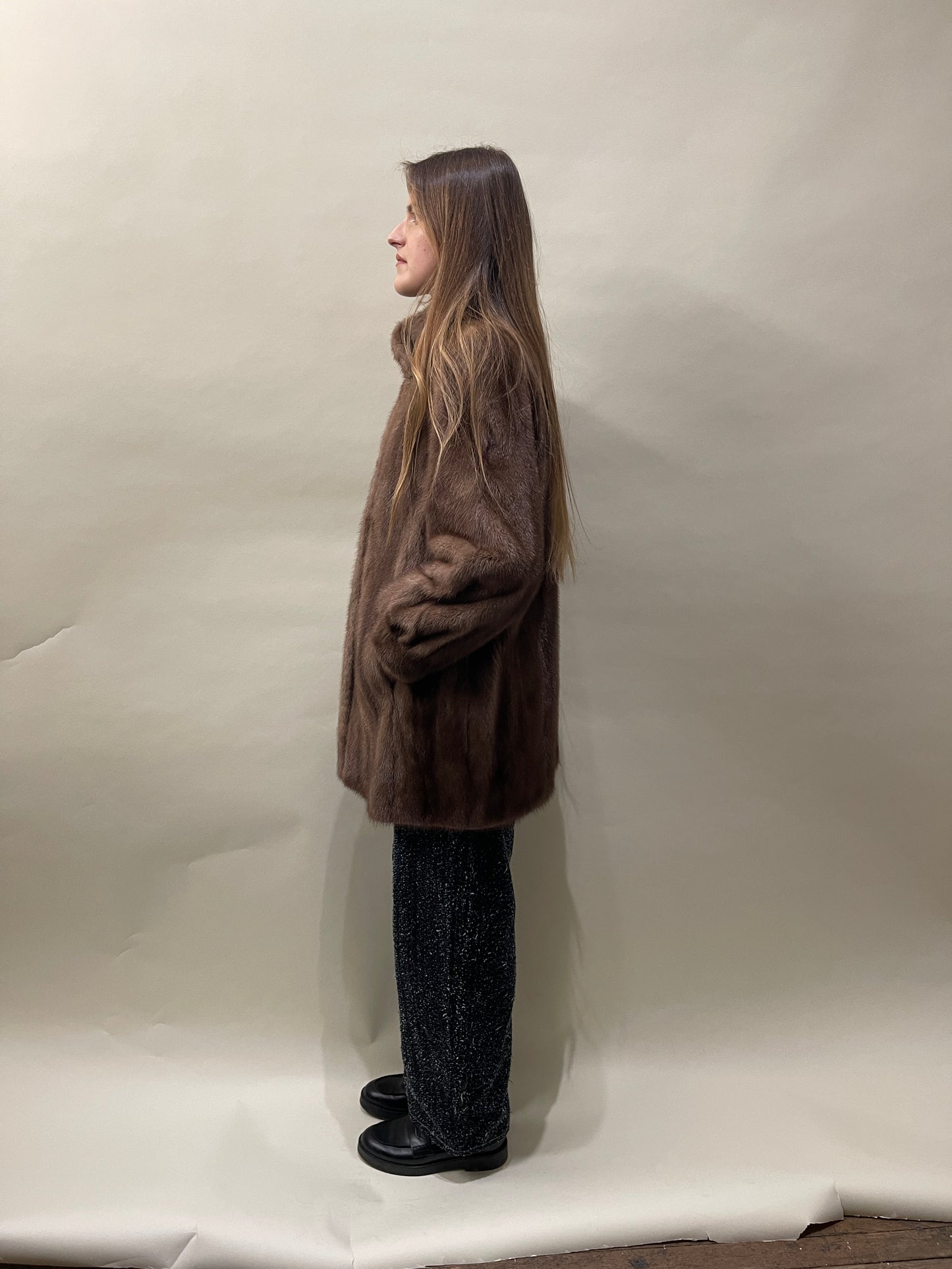 Saga Mink Caramel Mink Fur Stand Collar Jacket Medium - M