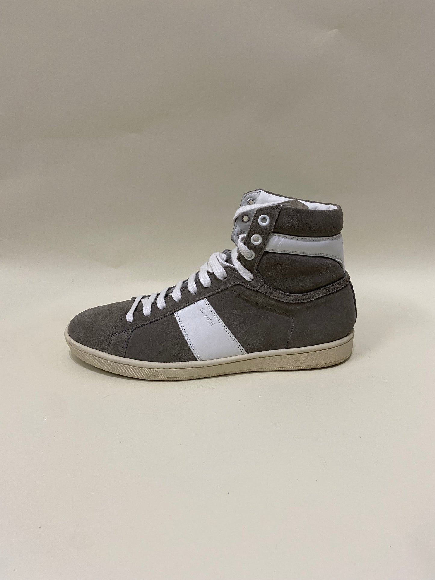 Saint Laurent Grey & White Suede SL-02H High Top Sneakers 8 M / 9.5 W
