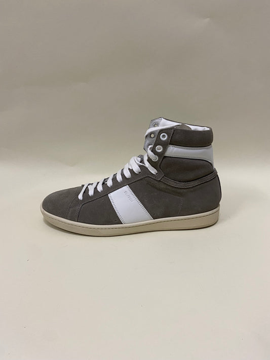 Saint Laurent Grey & White Suede SL-02H High Top Sneakers 8 M / 9.5 W