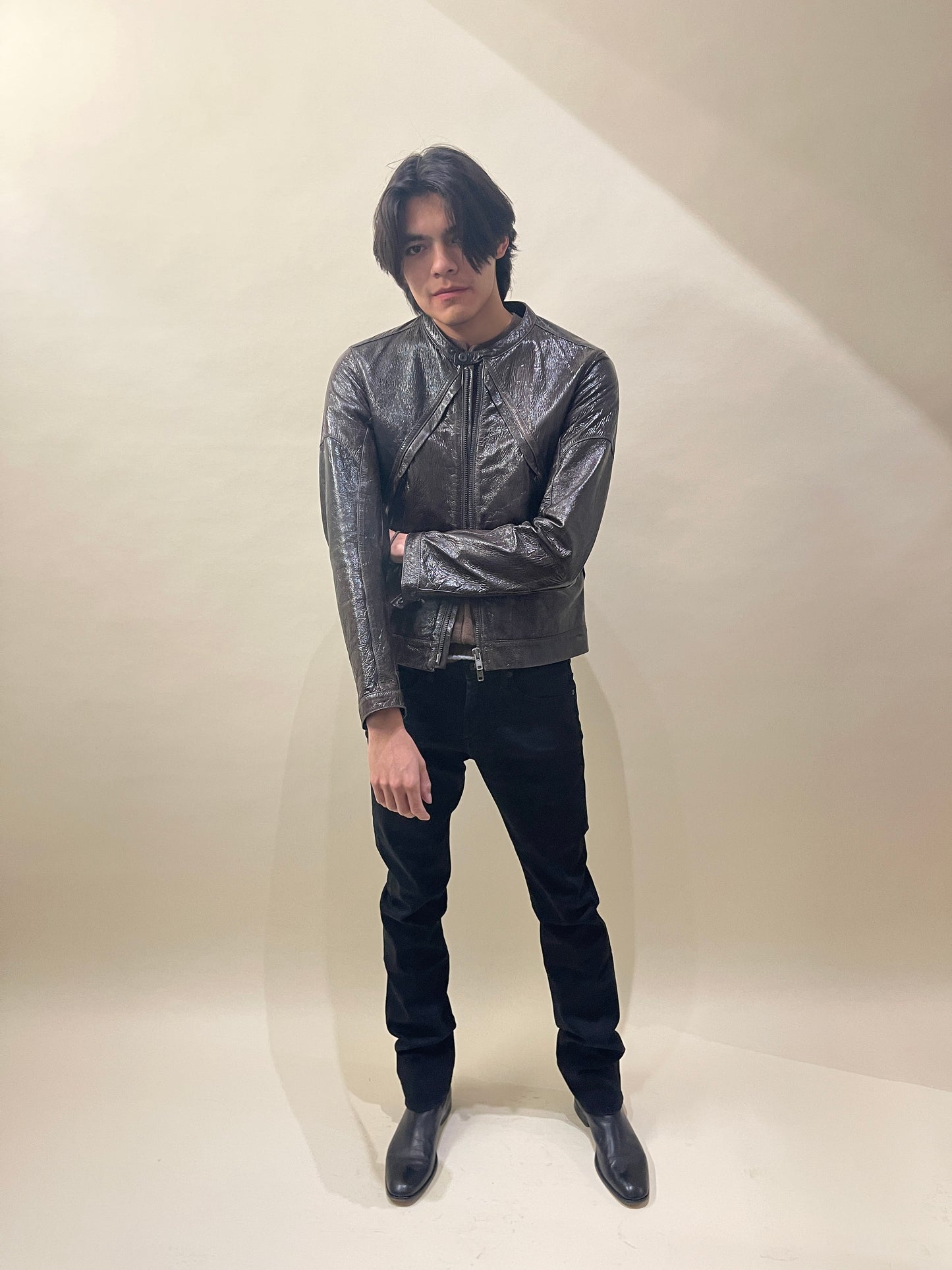 Diesel Black Gold Dark Brown Sheep Leather Jacket Medium - M